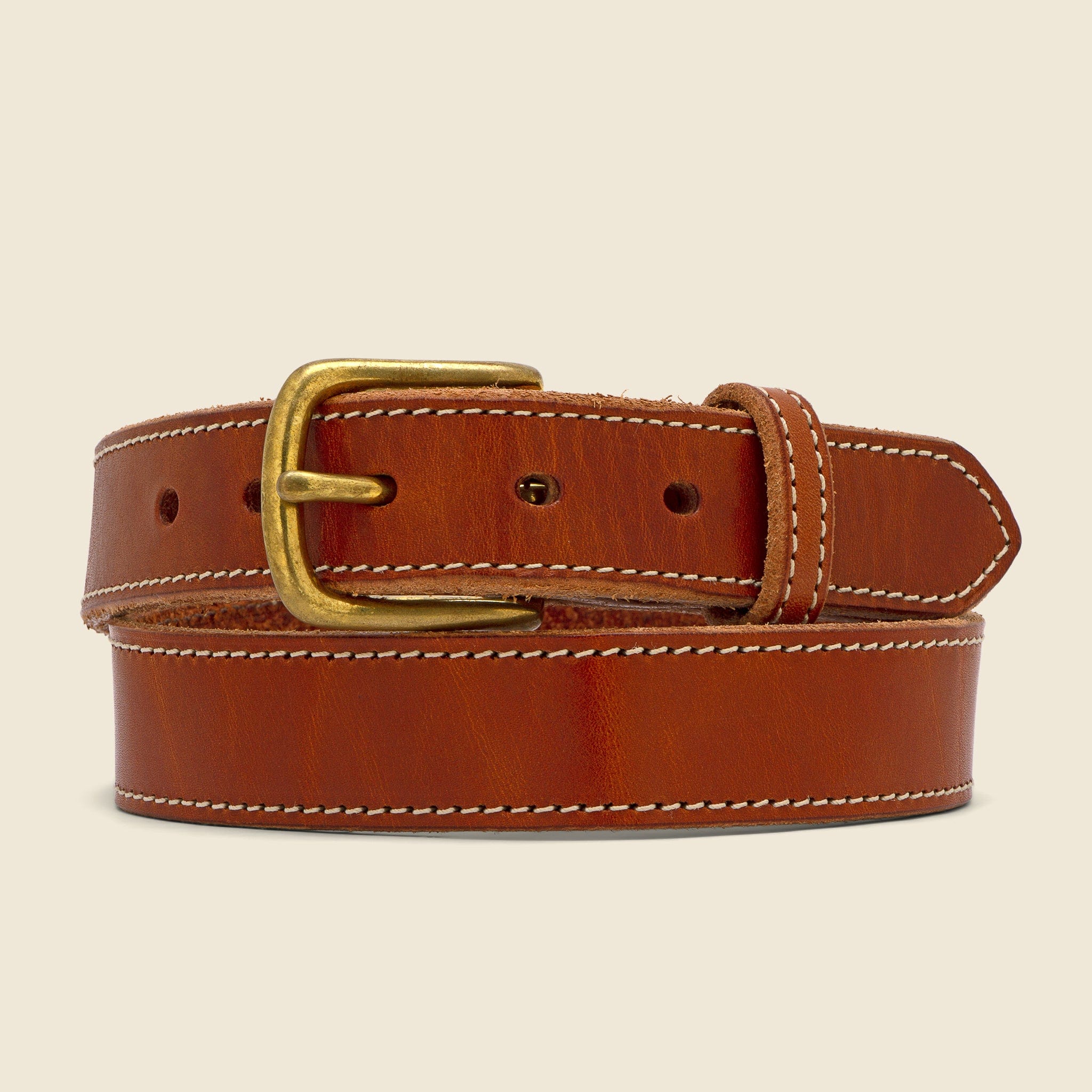 Stitched Saddle Belt - Tan