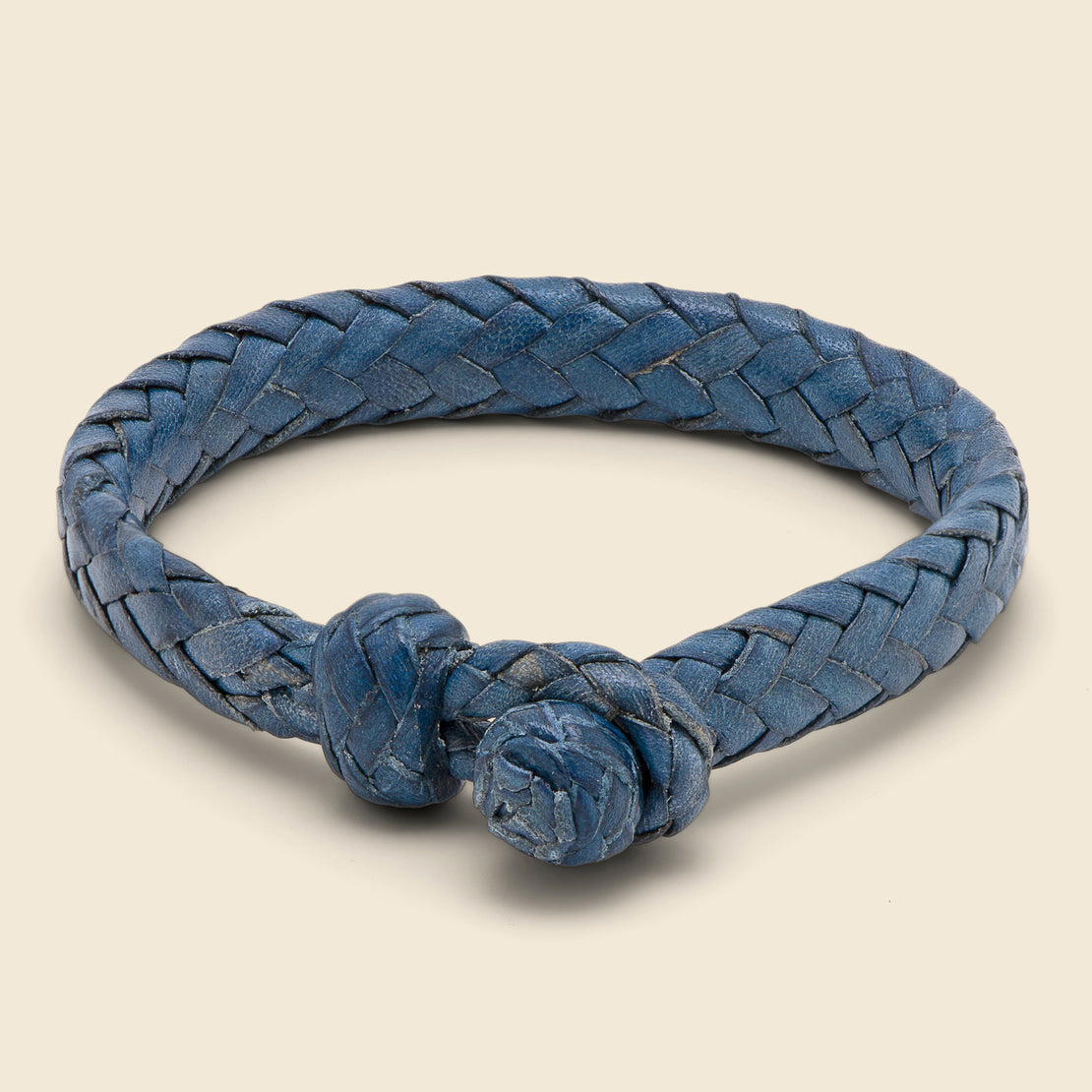 Chamula Flat Woven Leather Bracelet - Blue