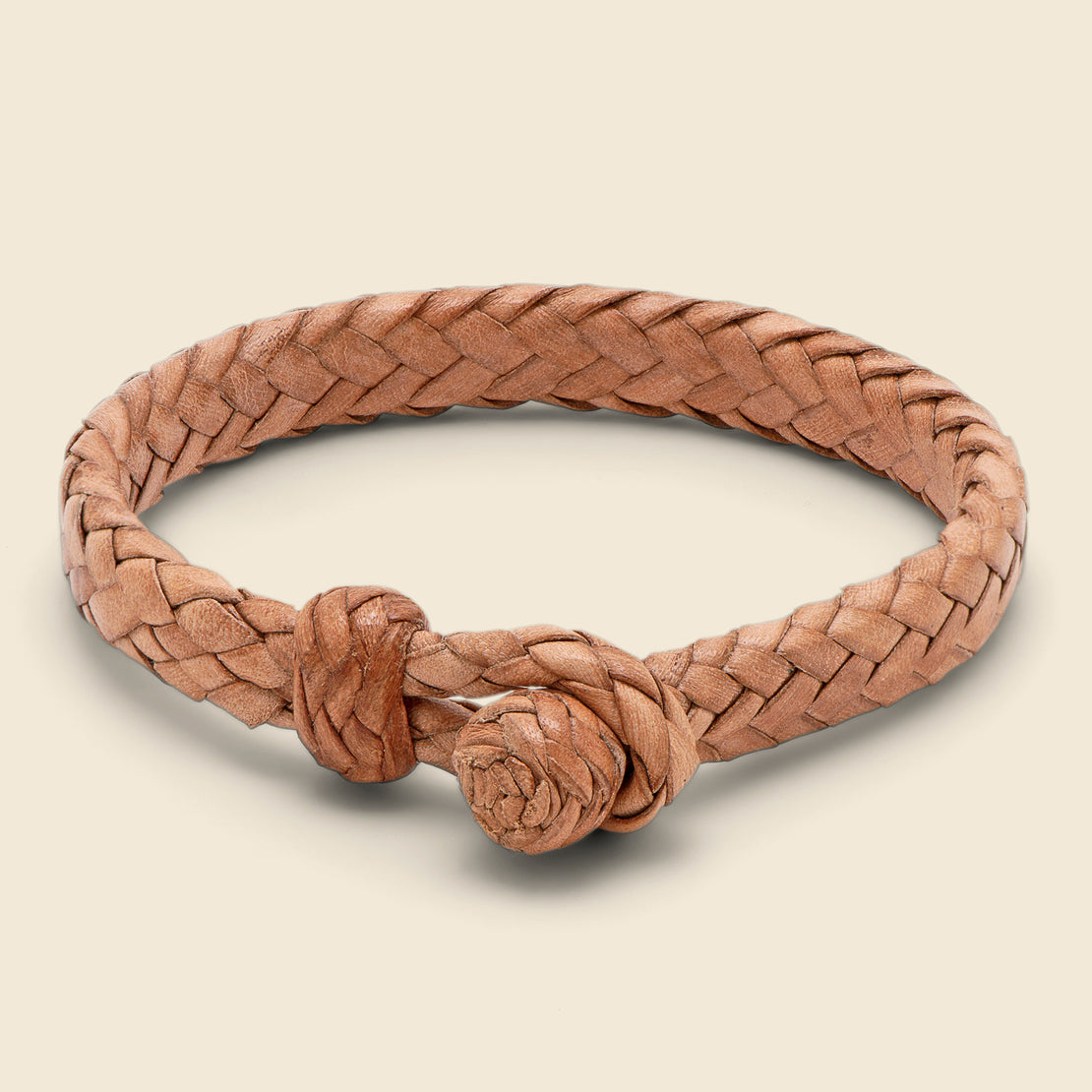 Chamula Flat Woven Leather Bracelet - Tan