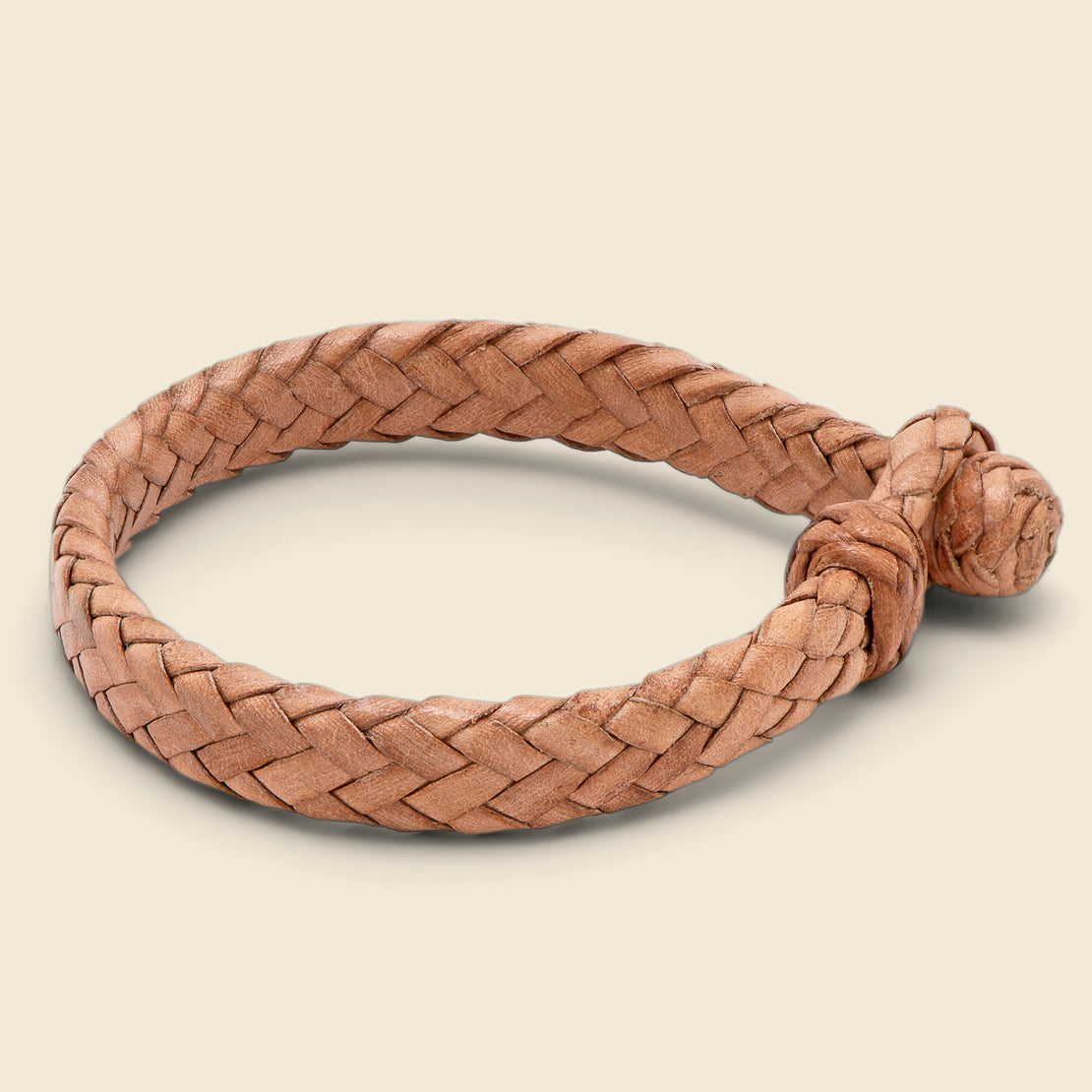 Flat Woven Leather Bracelet - Tan