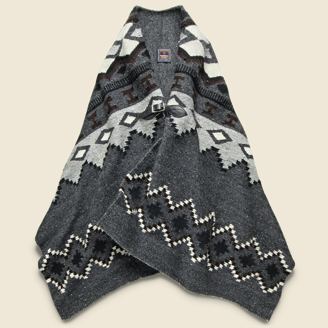 Chamula Wool Blanket Poncho - Fair Isle #3