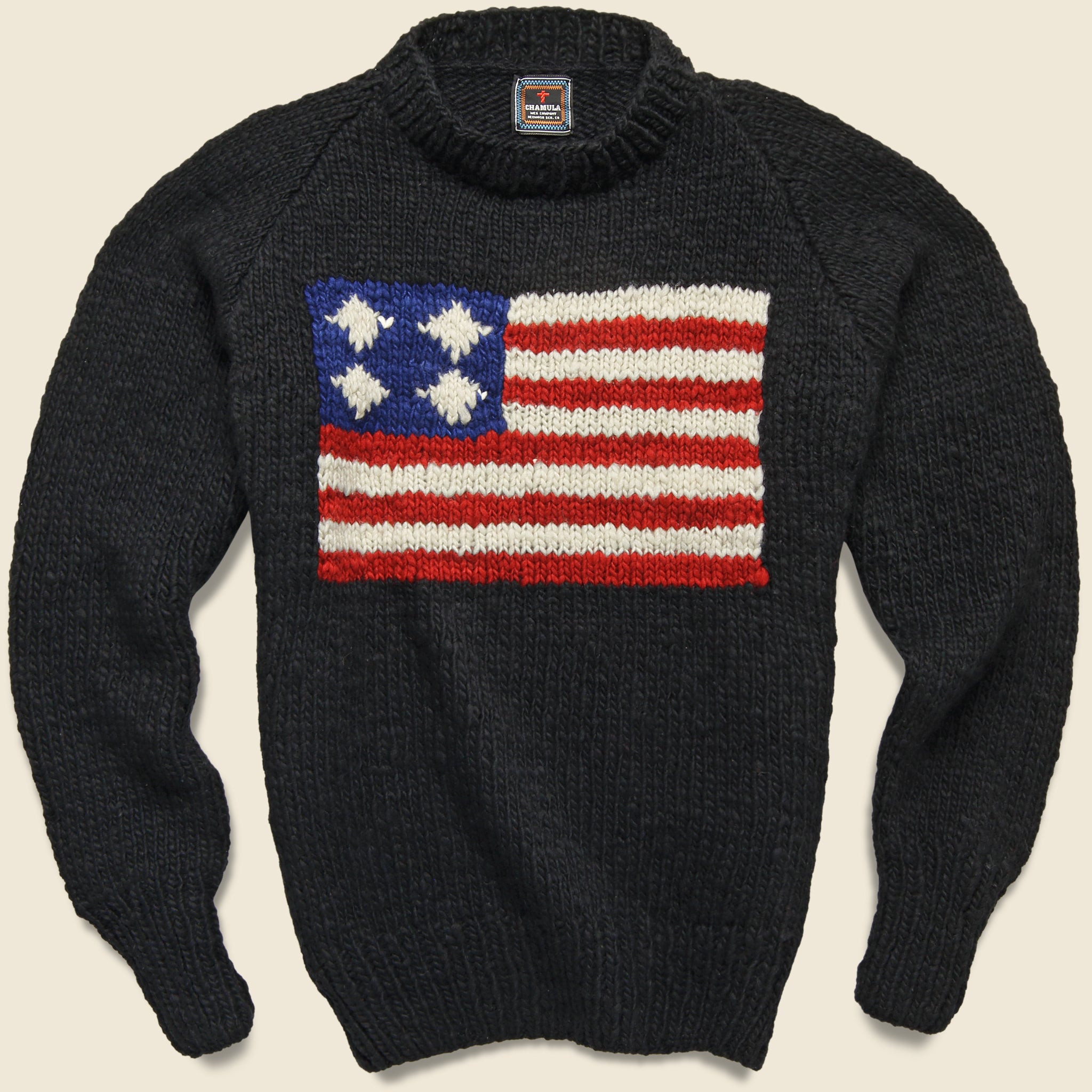 Flag Pullover Sweater - Black - Chamula - STAG Provisions - Tops - Sweater