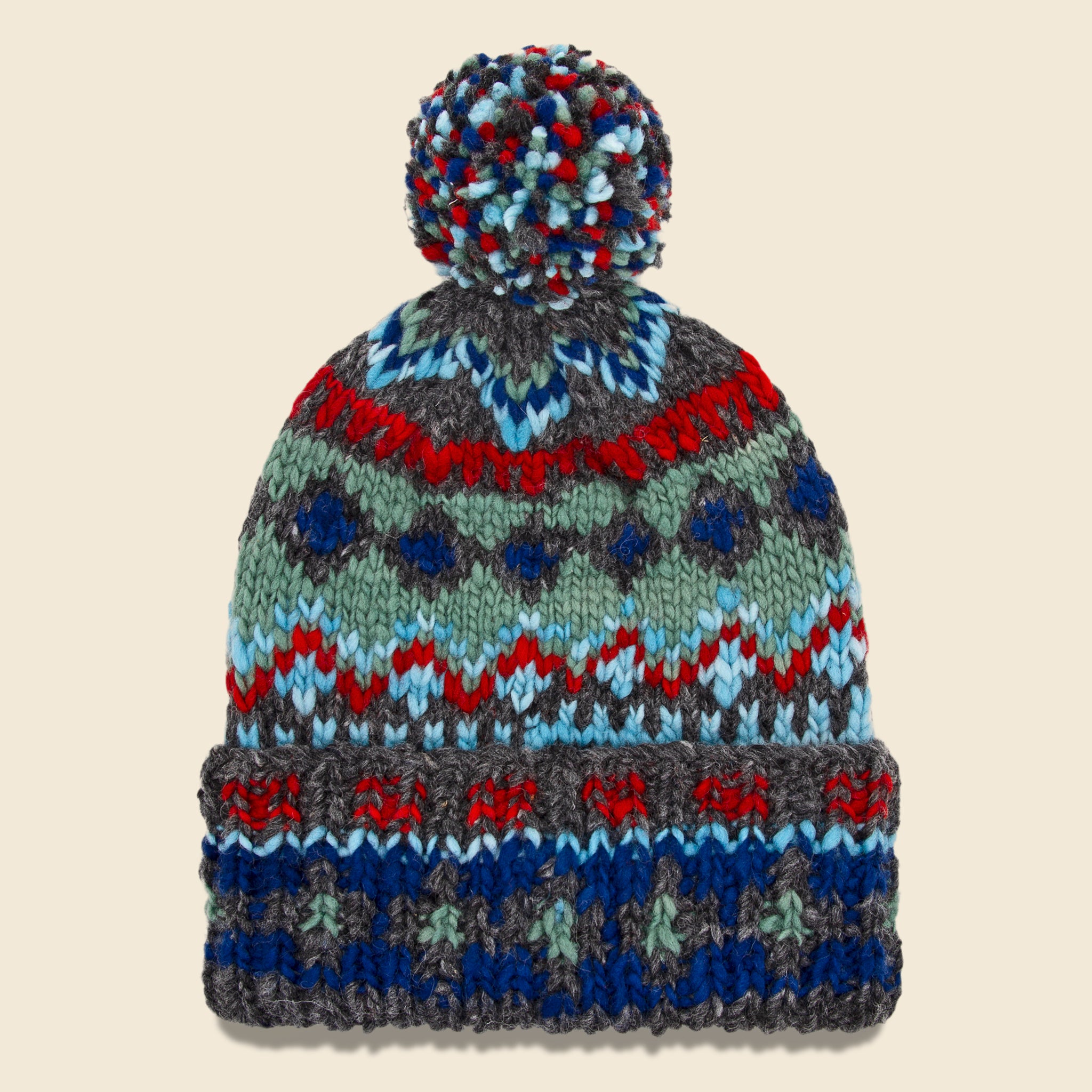 Double Cuff Fair Isle Cap - Ox Grey - Chamula - STAG Provisions - Accessories - Hats