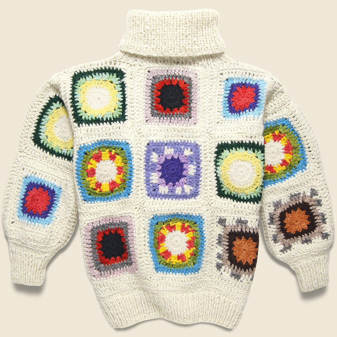 Granny Square Turtleneck Pullover - Ivory - Chamula - STAG Provisions - Tops - Sweater