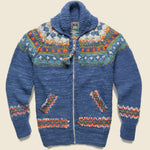 Fair Isle Zipper Cardigan - Dark Real Indigo #3 - Chamula - STAG Provisions - Tops - Fleece / Sweatshirt