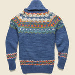 Fair Isle Zipper Cardigan - Dark Real Indigo #3 - Chamula - STAG Provisions - Tops - Fleece / Sweatshirt