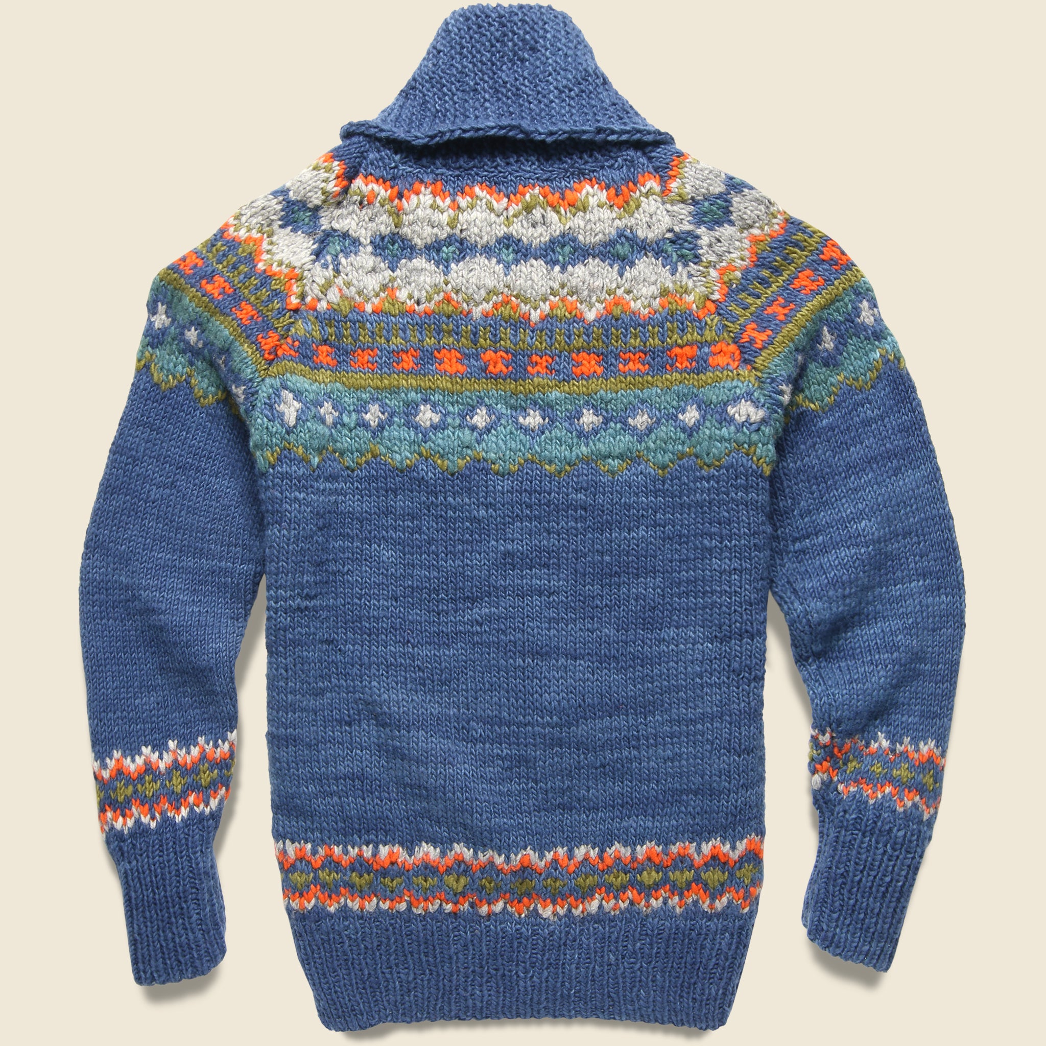 Fair Isle Zipper Cardigan - Dark Real Indigo #3 - Chamula - STAG Provisions - Tops - Fleece / Sweatshirt