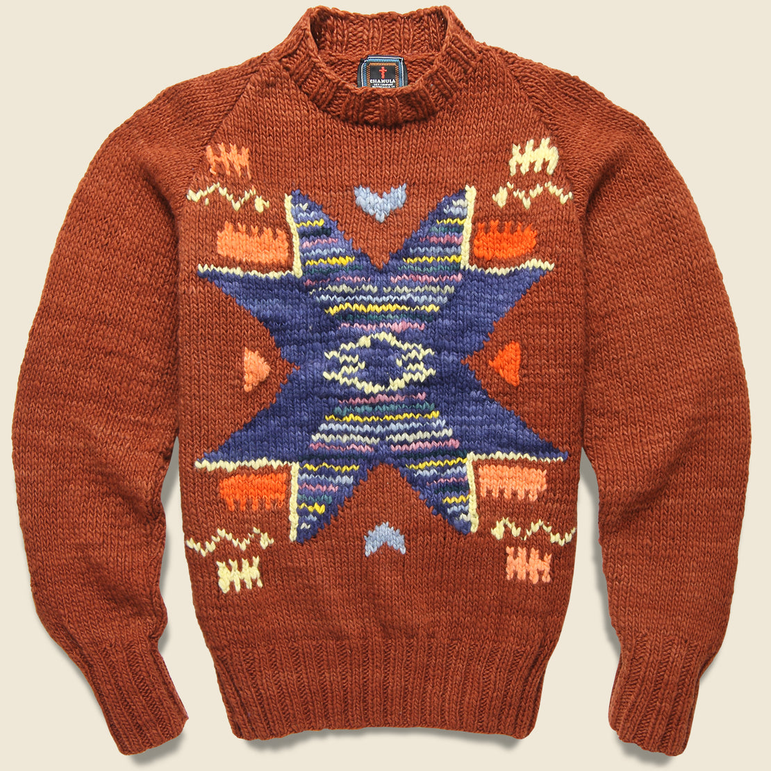 Chamula Antique Star Pullover - Red Rust