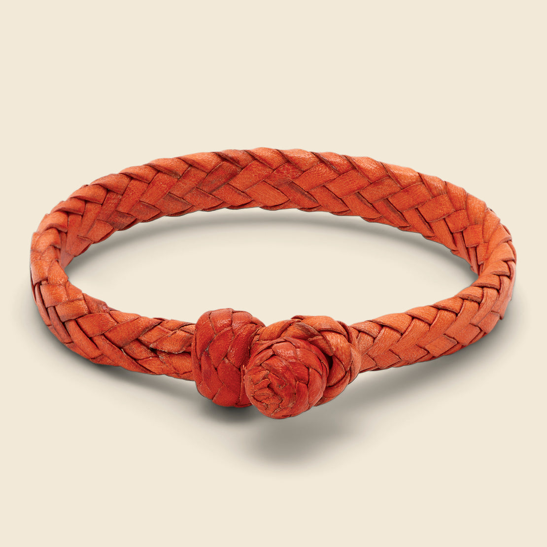 Chamula Flat Woven Leather Bracelet - Orange