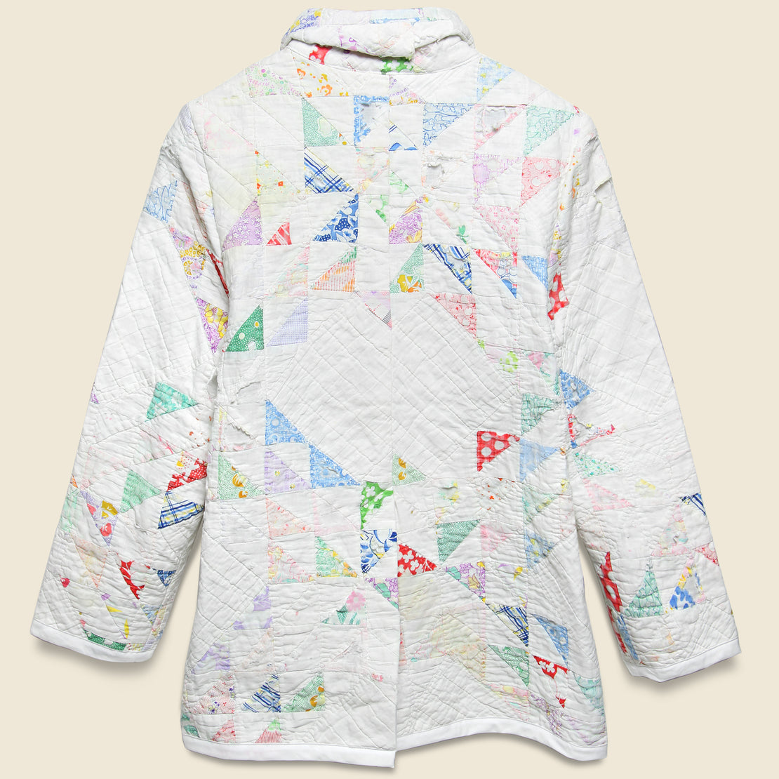 Moving Day Quilt Jacket - White/Pastel Flying Geese
