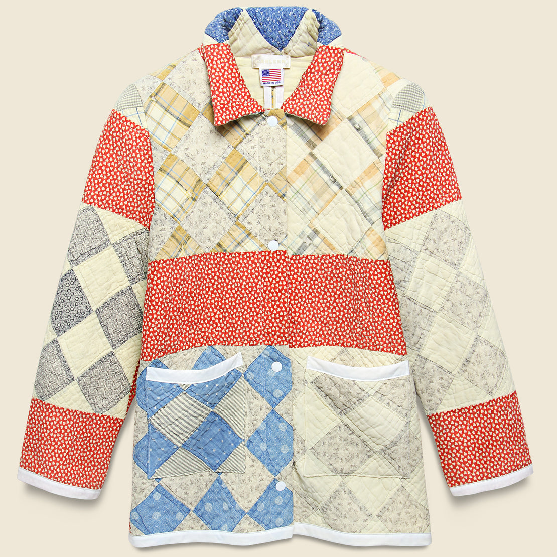 Carleen Moving Day Quilt Jacket - Red/Blue/Natural