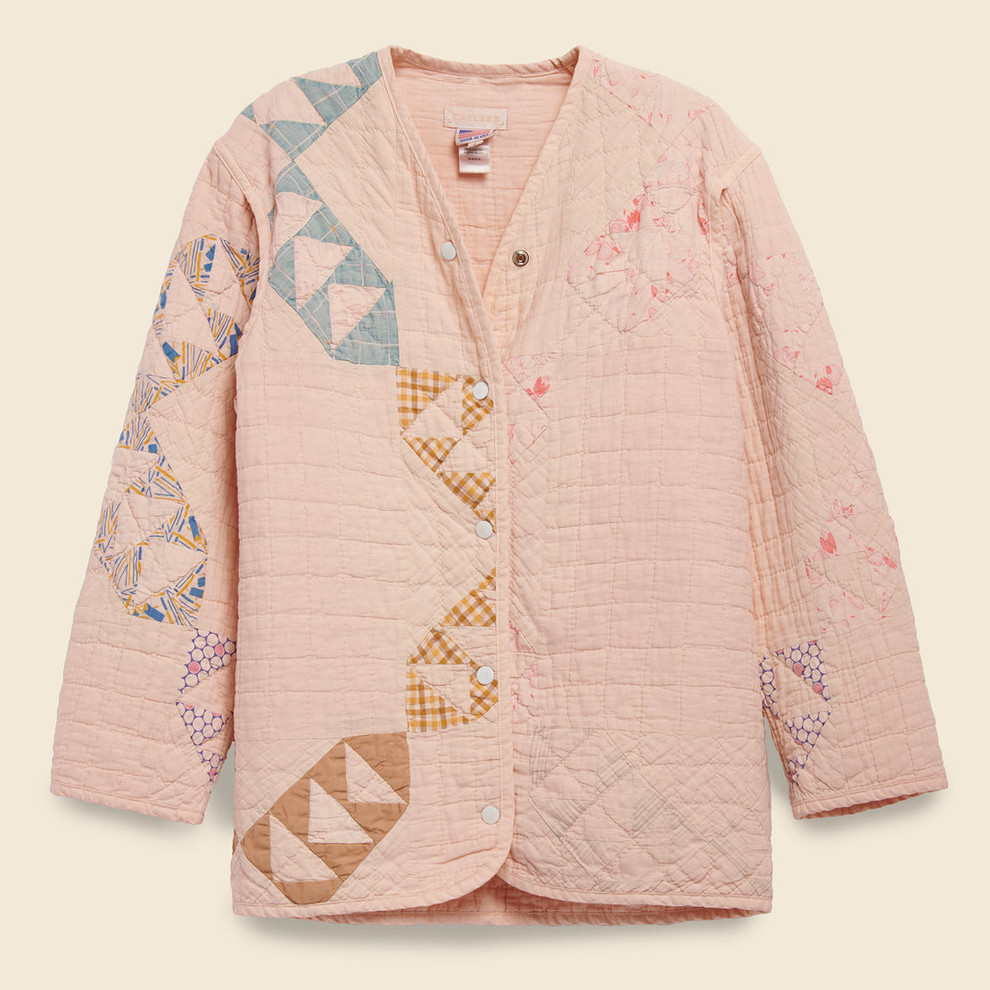Carleen Quilt Liner Jacket - Pink Overdye, Small Triangles