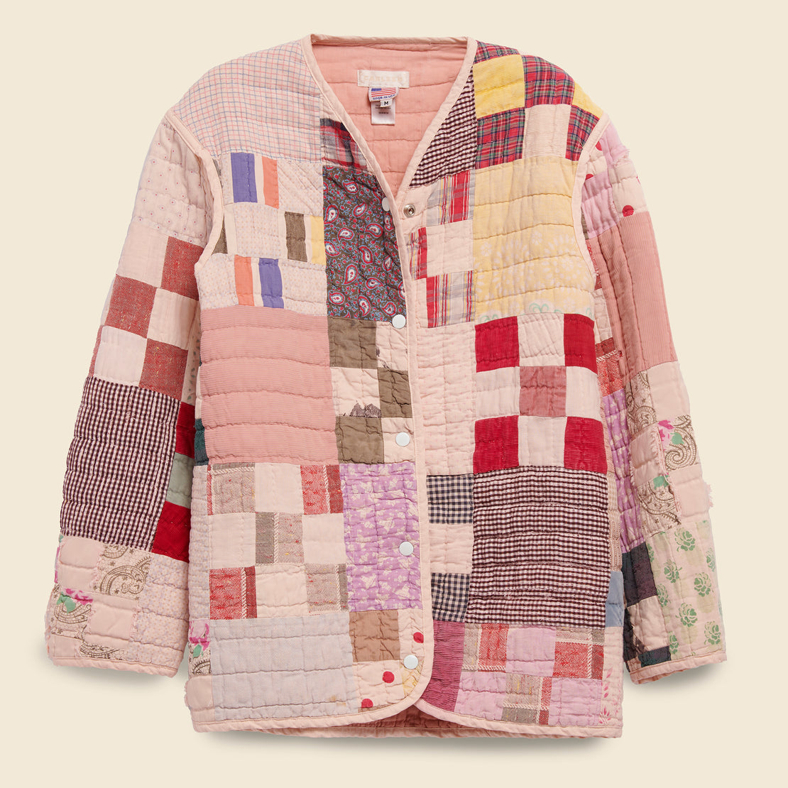 Carleen Quilt Liner Jacket - Pink Overdye, Square Patches