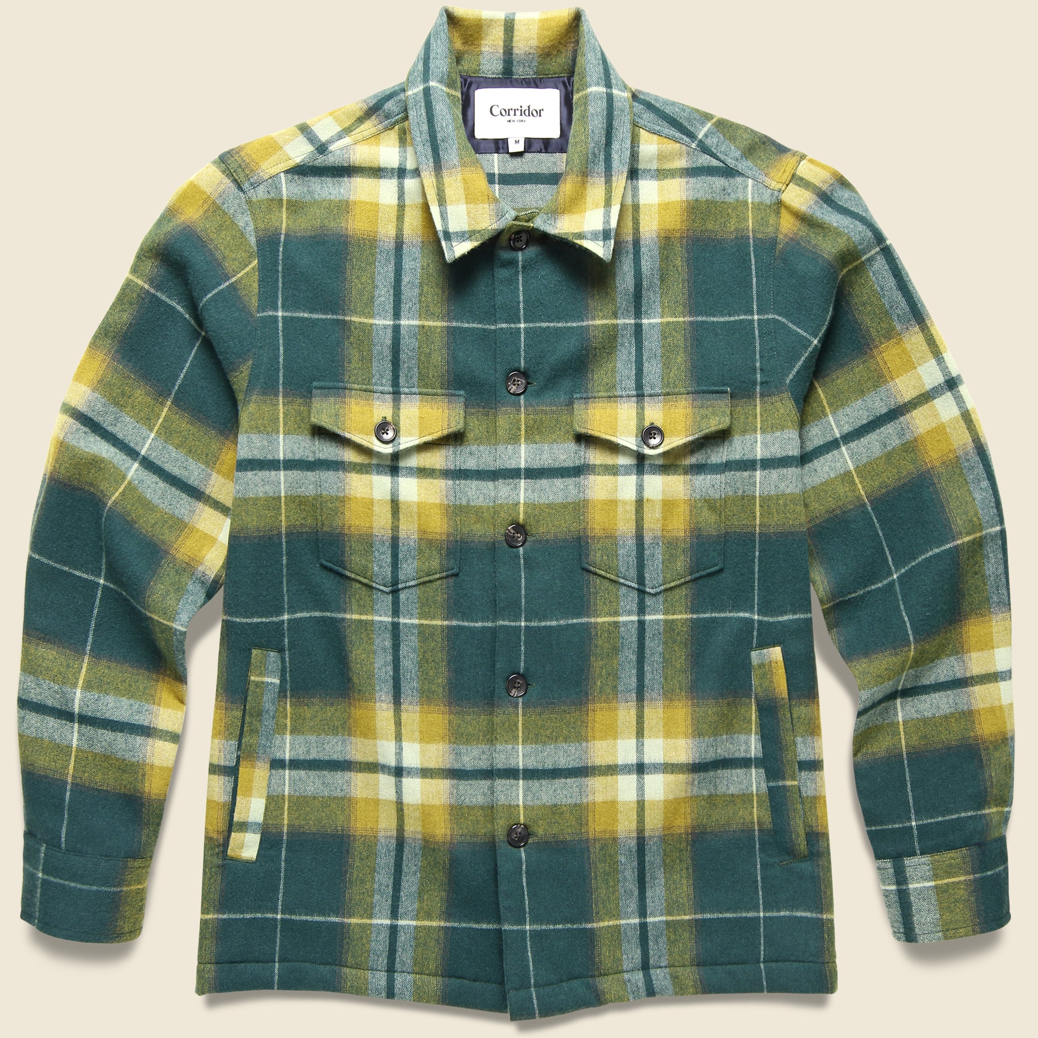 Ombre Plaid Military Shirt Jacket - Green - Corridor - STAG Provisions - Outerwear - Shirt Jacket