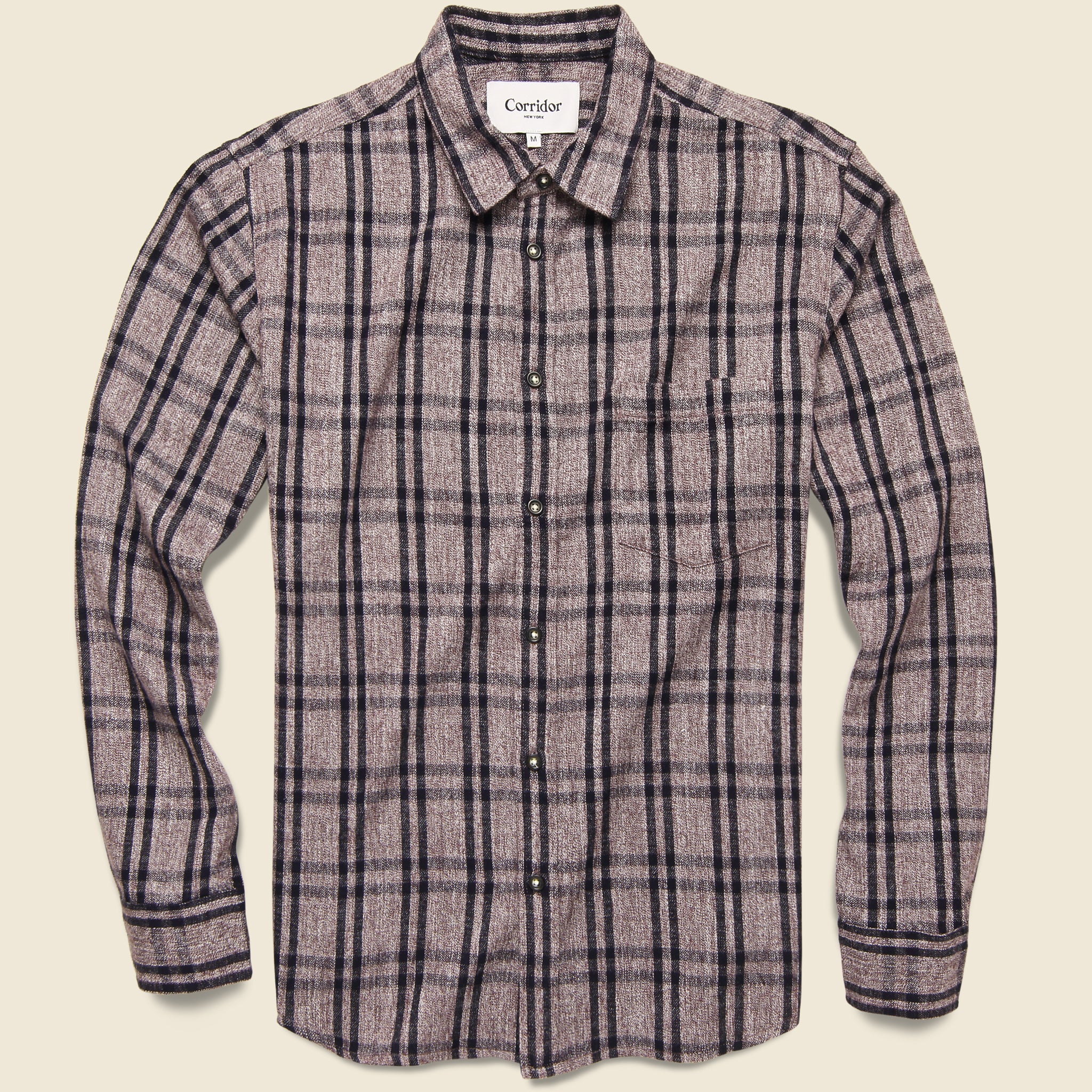 Grindle Flannel Check Shirt - Raisin - Corridor - STAG Provisions - Tops - L/S Woven - Plaid