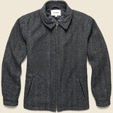 Tweed Herrigbone Zip Front Winter Jacket - Charcoal - Corridor - STAG Provisions - Outerwear - Coat / Jacket