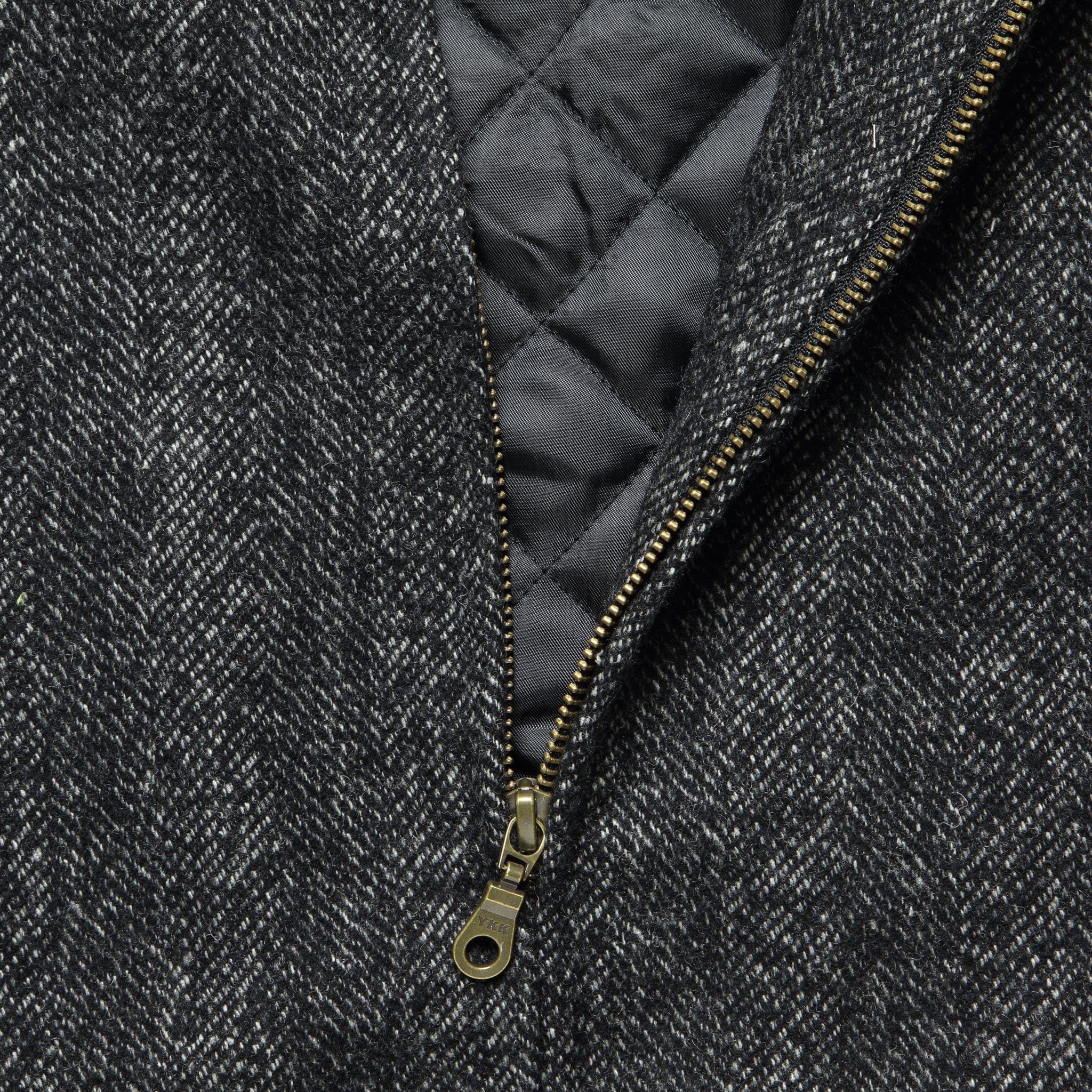 Tweed Herrigbone Zip Front Winter Jacket - Charcoal - Corridor - STAG Provisions - Outerwear - Coat / Jacket