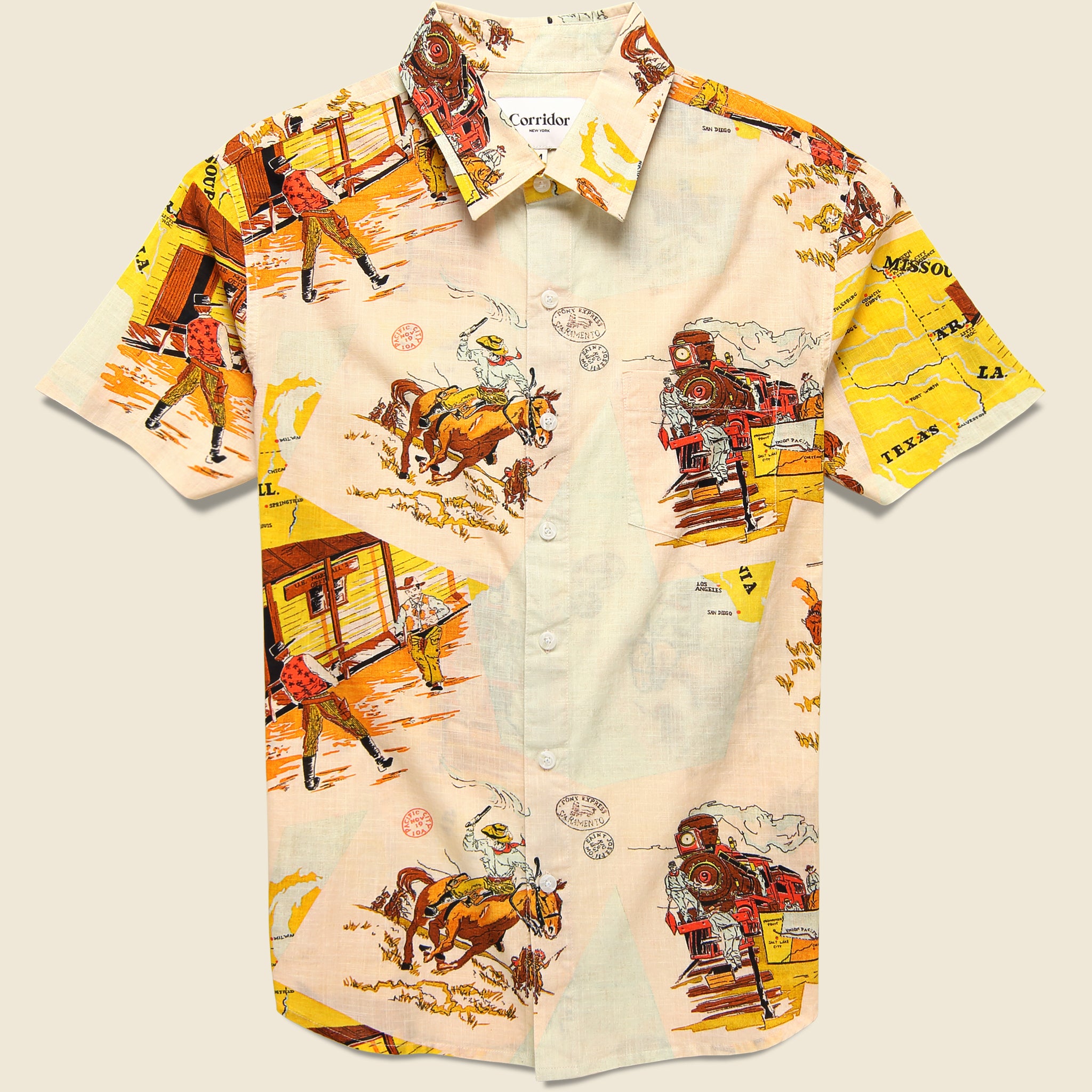 Old West Map Shirt - Multi - Corridor - STAG Provisions - Tops - S/S Woven - Gingham