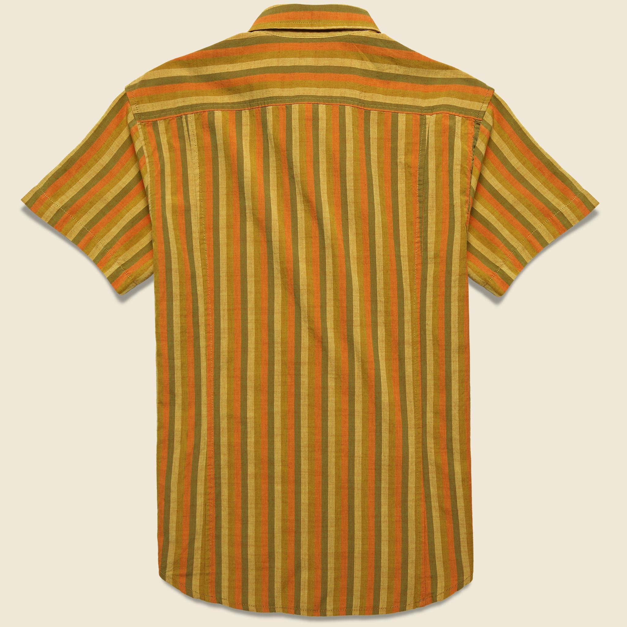 
                          Sunset Slub Stripe Shirt - Orange - Corridor - STAG Provisions - Tops - S/S Woven - Stripe
                        