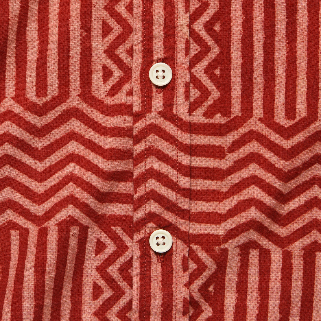 Paneled Handblock Shirt - Red - Corridor - STAG Provisions - Tops - S/S Woven - Other Pattern