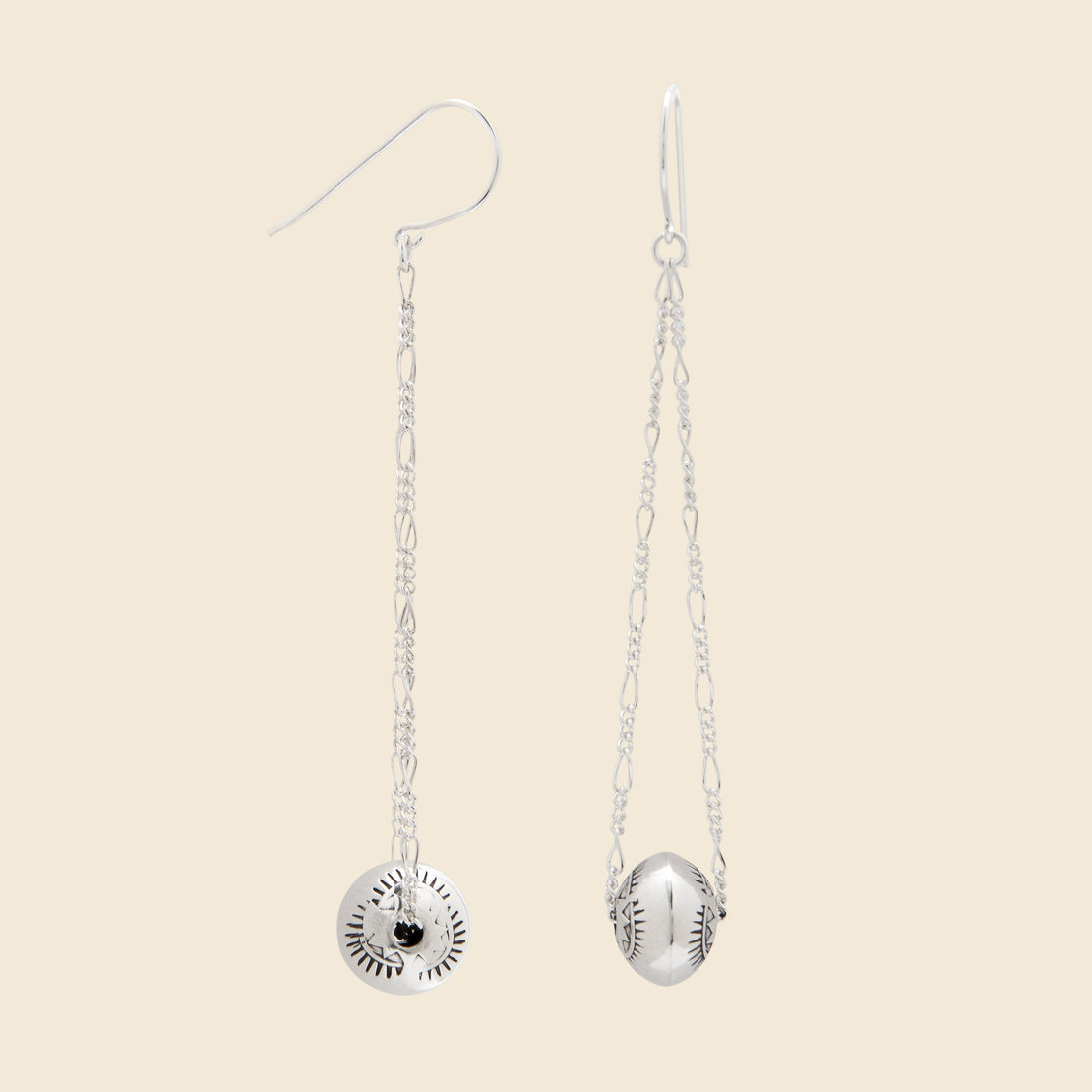 DINEH Navajo Pearl Chain Earrings - Sterling Silver