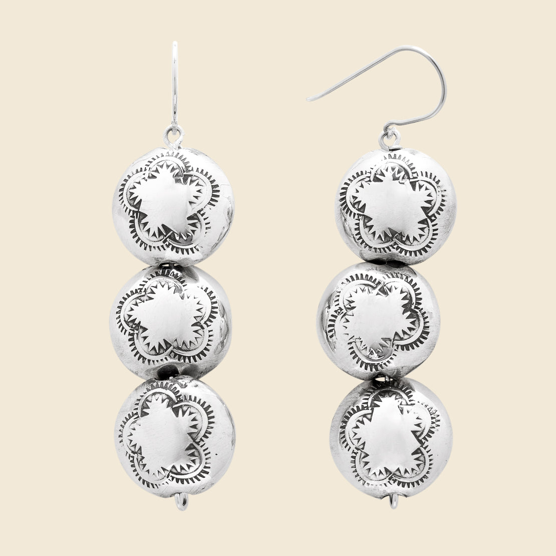 DINEH Navajo Pearl Coin Earrings - Sterling Silver