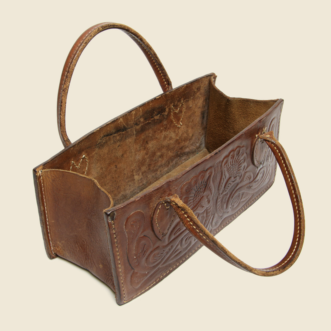 Tooled Leather Bag - Brown