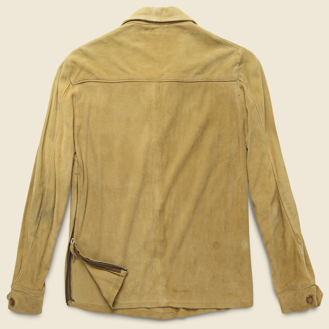 1950s Deerskin Lace-Up Overshirt - Tan Suede - Vintage - STAG Provisions - W - Tops - L/S Woven - Overshirt