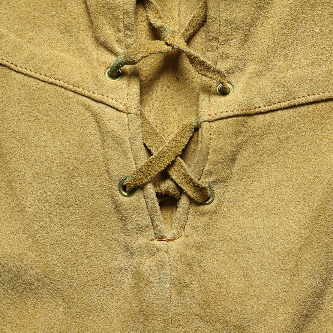 1950s Deerskin Lace-Up Overshirt - Tan Suede - Vintage - STAG Provisions - W - Tops - L/S Woven - Overshirt