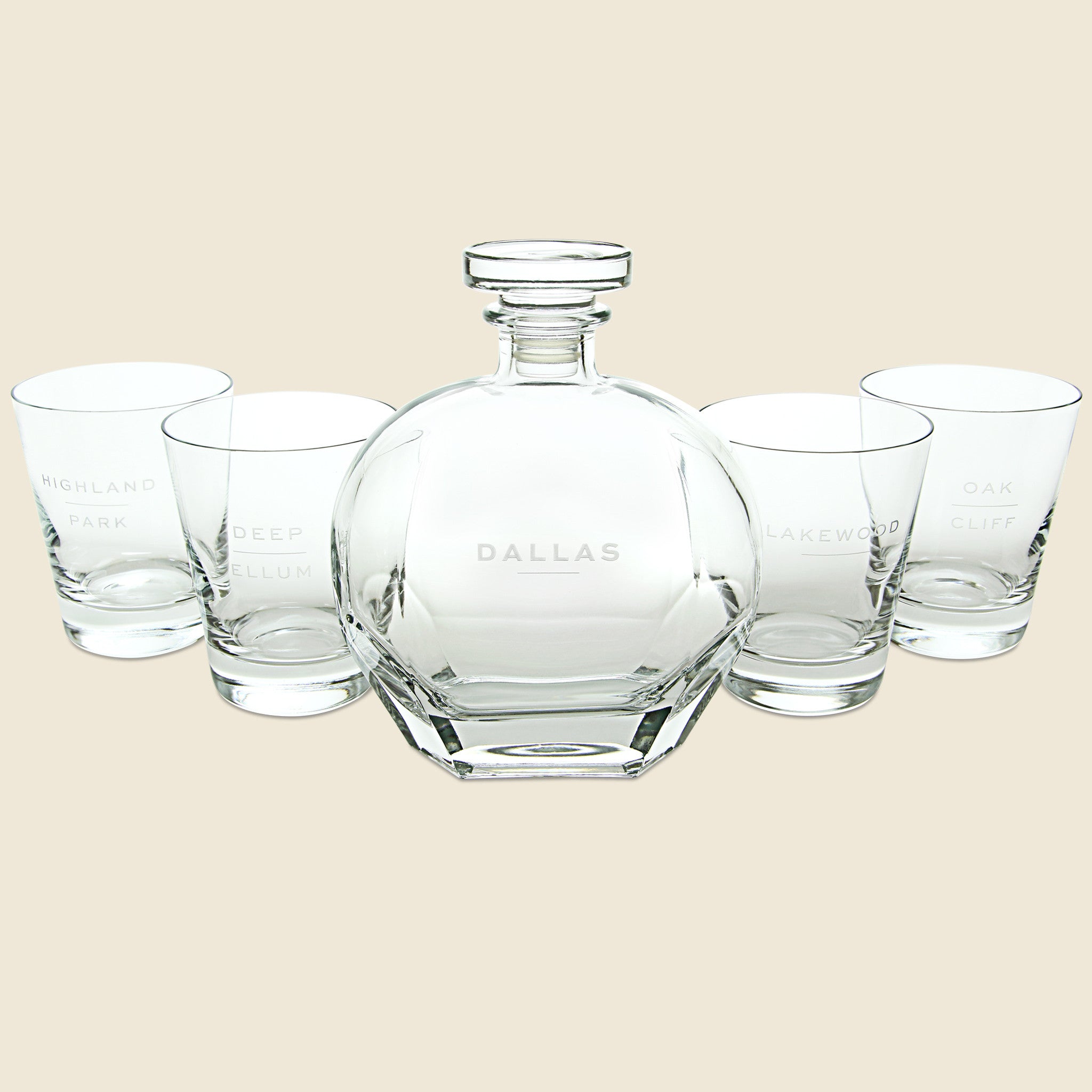 Decanter & Tumbler Set - Dallas Neighborhoods - Barware - STAG Provisions - Gift - Glassware / Barware