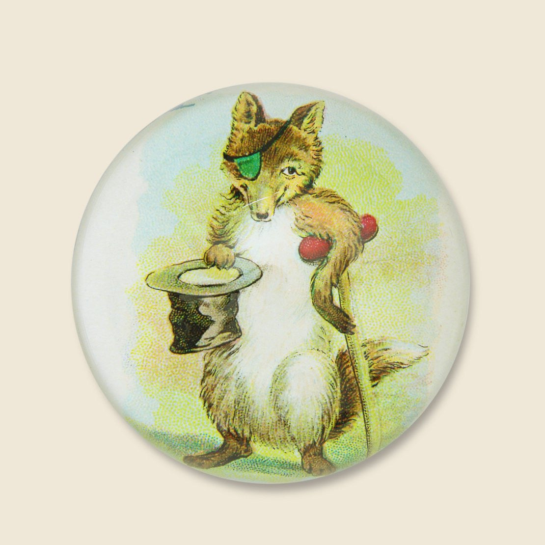 John Derian Dome Paperweight - Fox with Cane