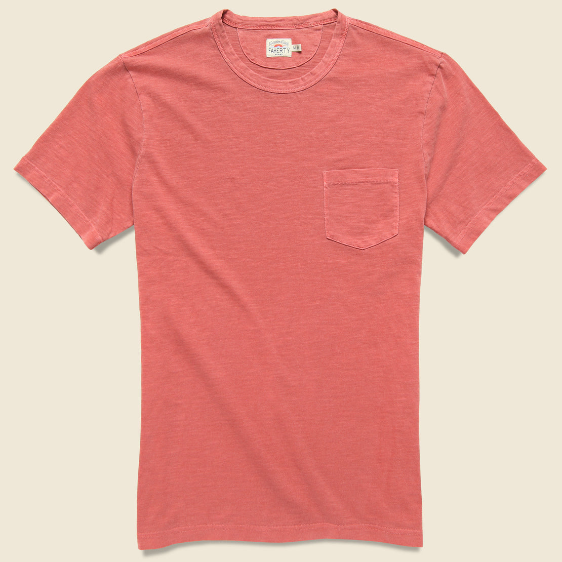 Faherty Garment Dye Pocket Tee - Faded Red