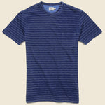 Jacquard Indigo Pocket Tee - Geo stripe - Faherty - STAG Provisions - Tops - S/S Tee