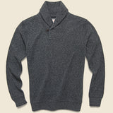 Dual Knit Shawl Collar Pullover - Washed Black - Faherty - STAG Provisions - Tops - Fleece / Sweatshirt