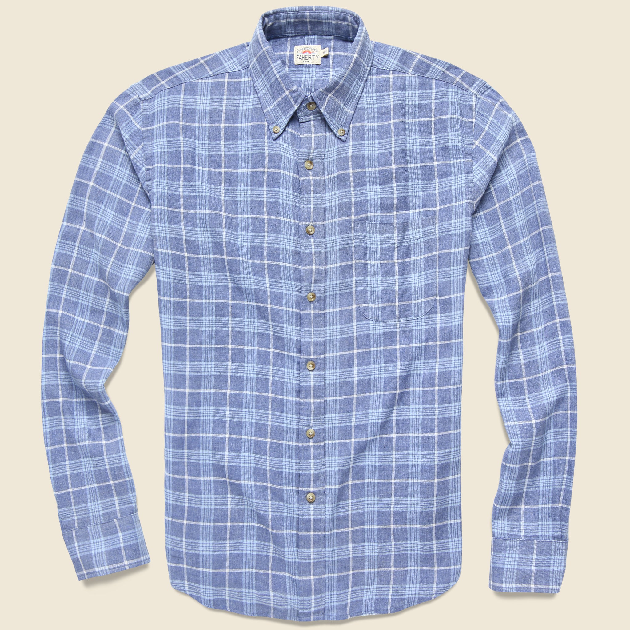 Pacific Shirt - Light Blue Melange - Faherty - STAG Provisions - Tops - L/S Woven - Plaid