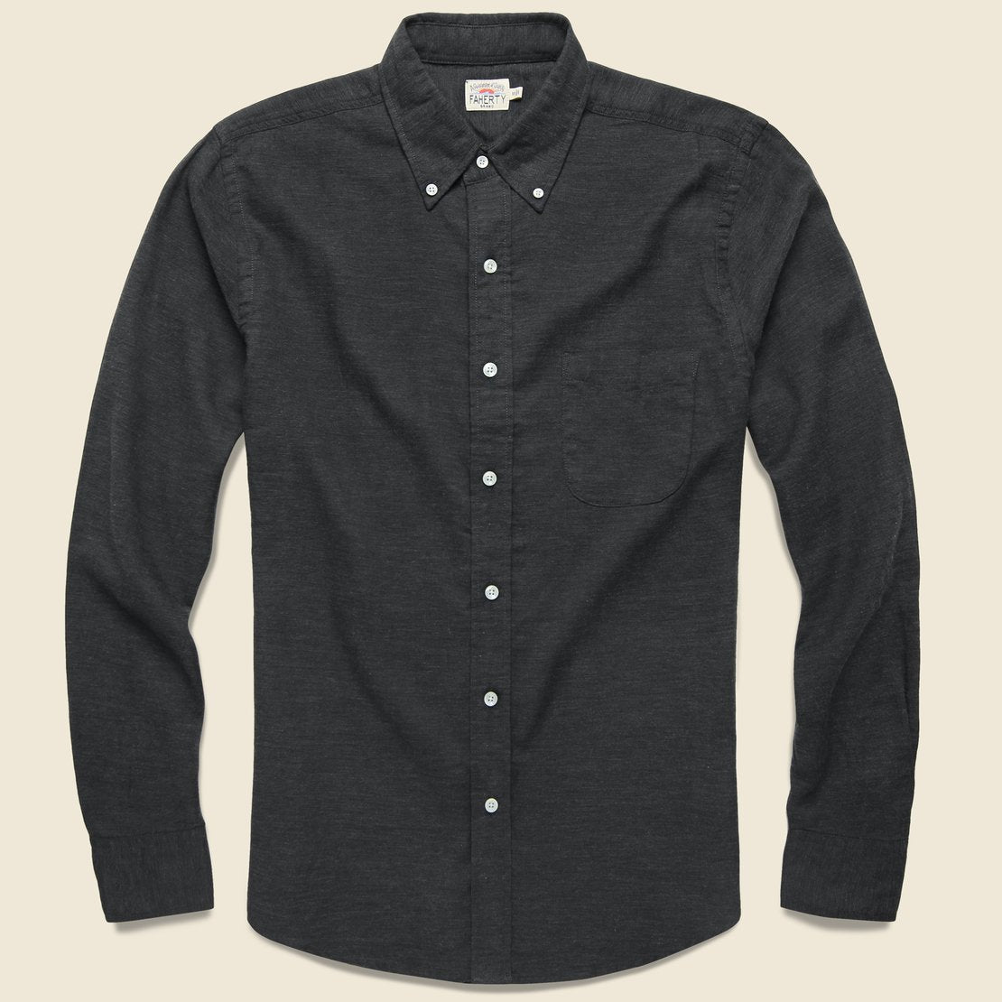 Faherty Melange Oxford Shirt - Washed Black