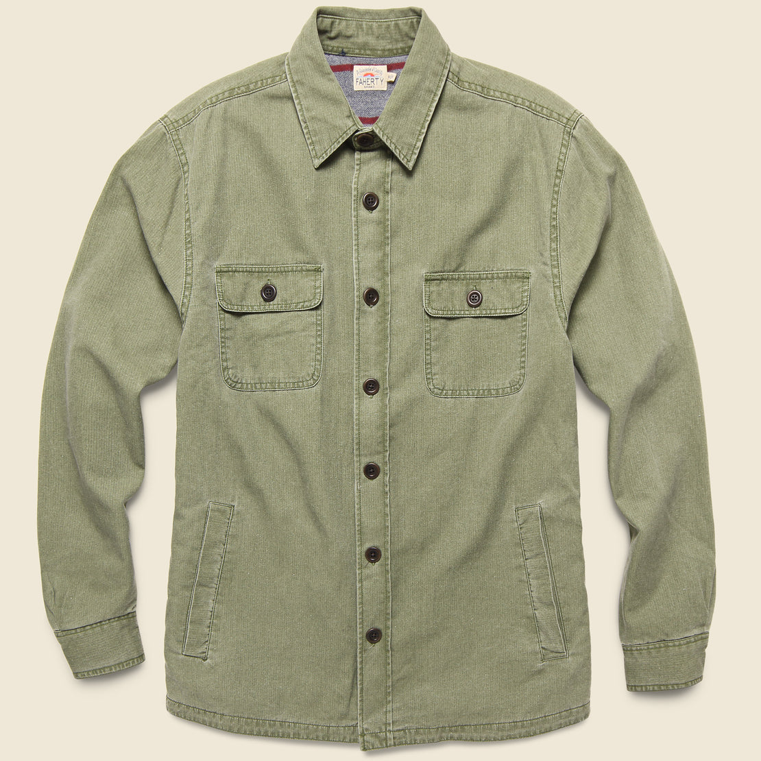 Faherty Blanket Lined CPO Shirt Jacket - Olive