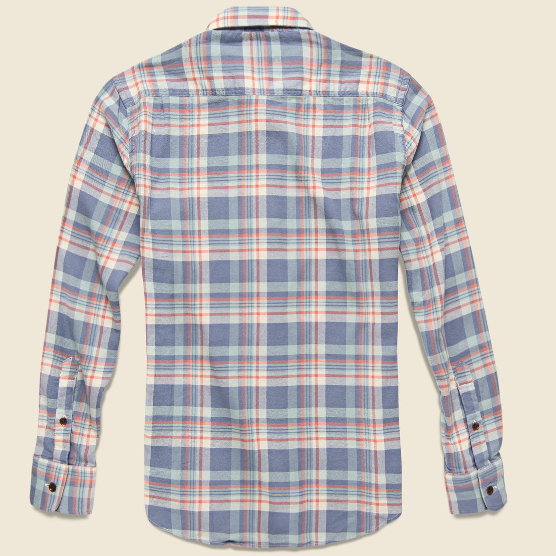 Stretch Seaview Shirt - Blue/Cream/Orange - Faherty - STAG Provisions - Tops - L/S Woven - Plaid