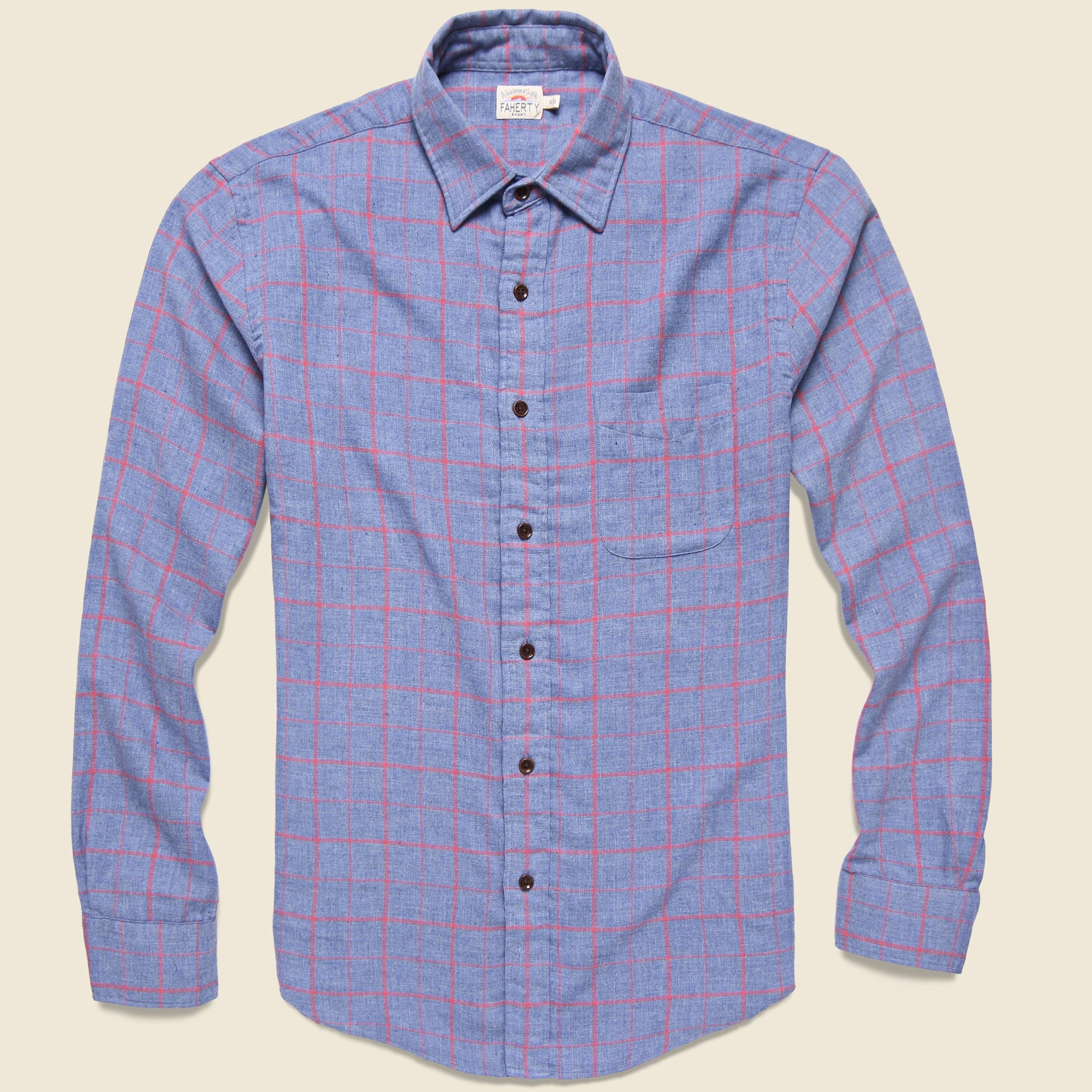 Windowpane Ventura Shirt - Blue Melange - Faherty - STAG Provisions - Tops - L/S Woven - Plaid