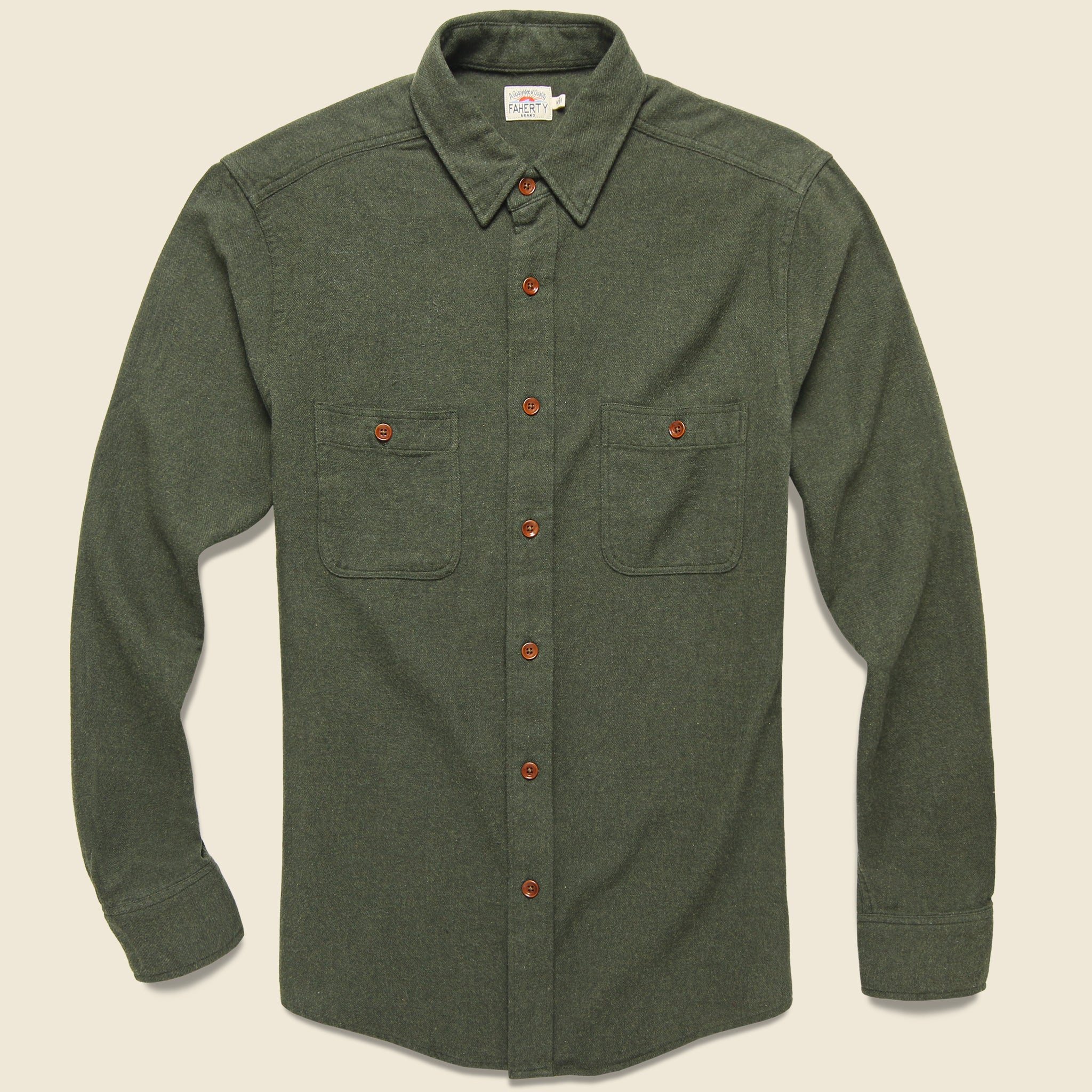 Brushed Alpine Flannel - Hunter Green - Faherty - STAG Provisions - Tops - L/S Woven - Solid