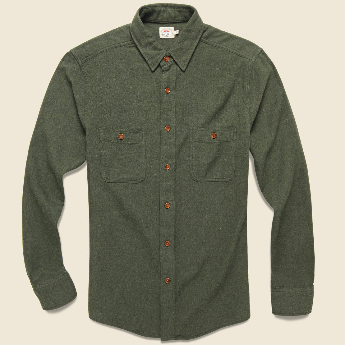 Faherty Brushed Alpine Flannel - Hunter Green
