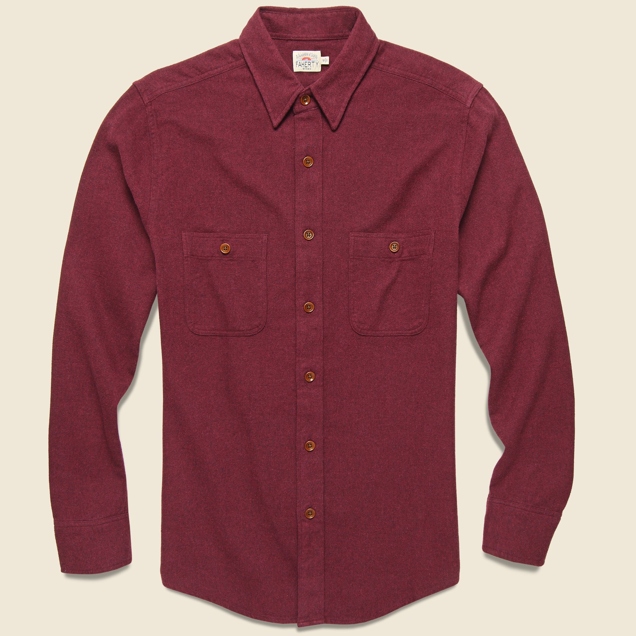 Brushed Alpine Flannel - Burgundy - Faherty - STAG Provisions - Tops - L/S Woven - Solid