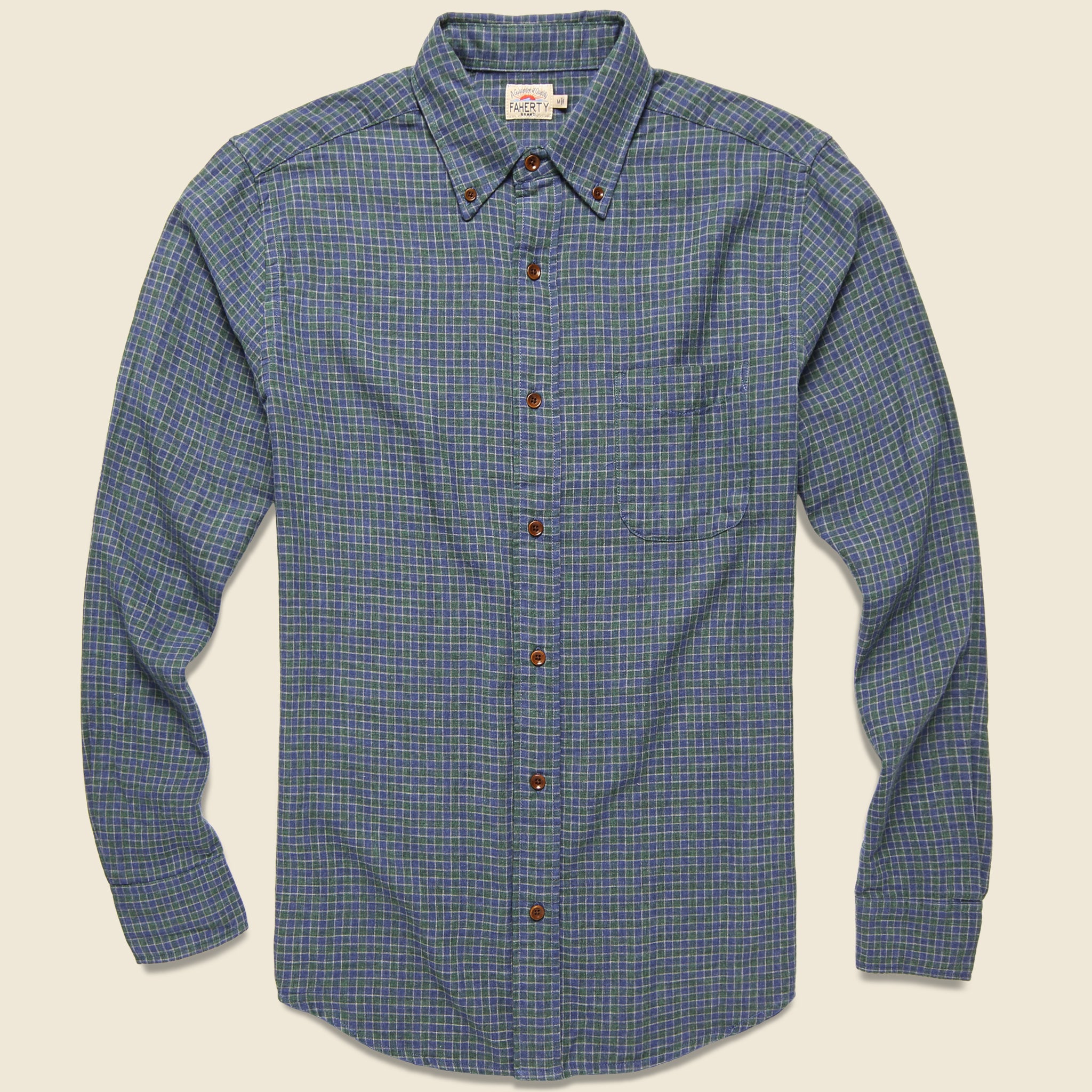 Doublecloth Pacific Shirt - Hunter Shadow Check - Faherty - STAG Provisions - Tops - L/S Woven - Plaid