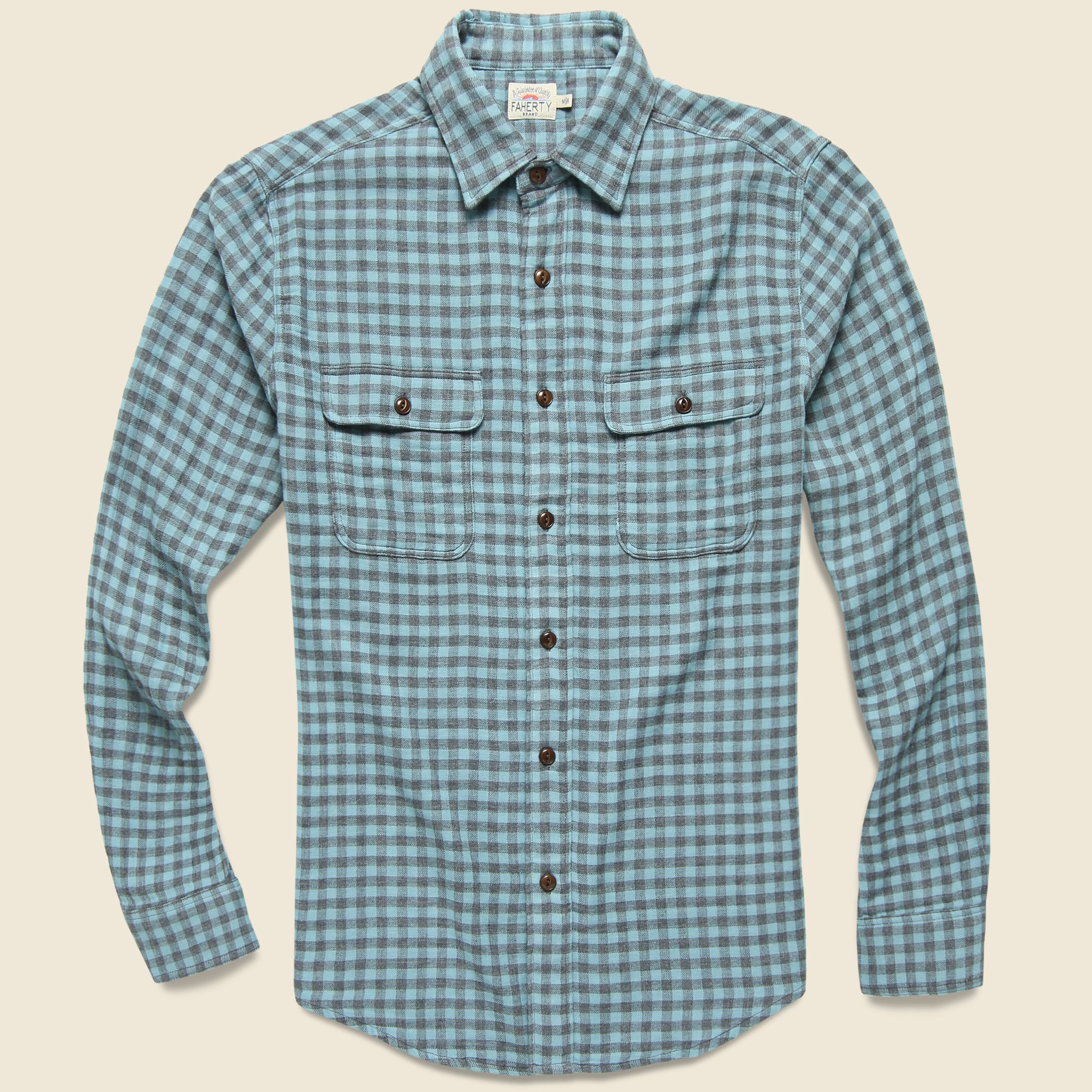 Doublecloth Belmar Shirt - Teal Buffalo Check - Faherty - STAG Provisions - Tops - L/S Woven - Plaid