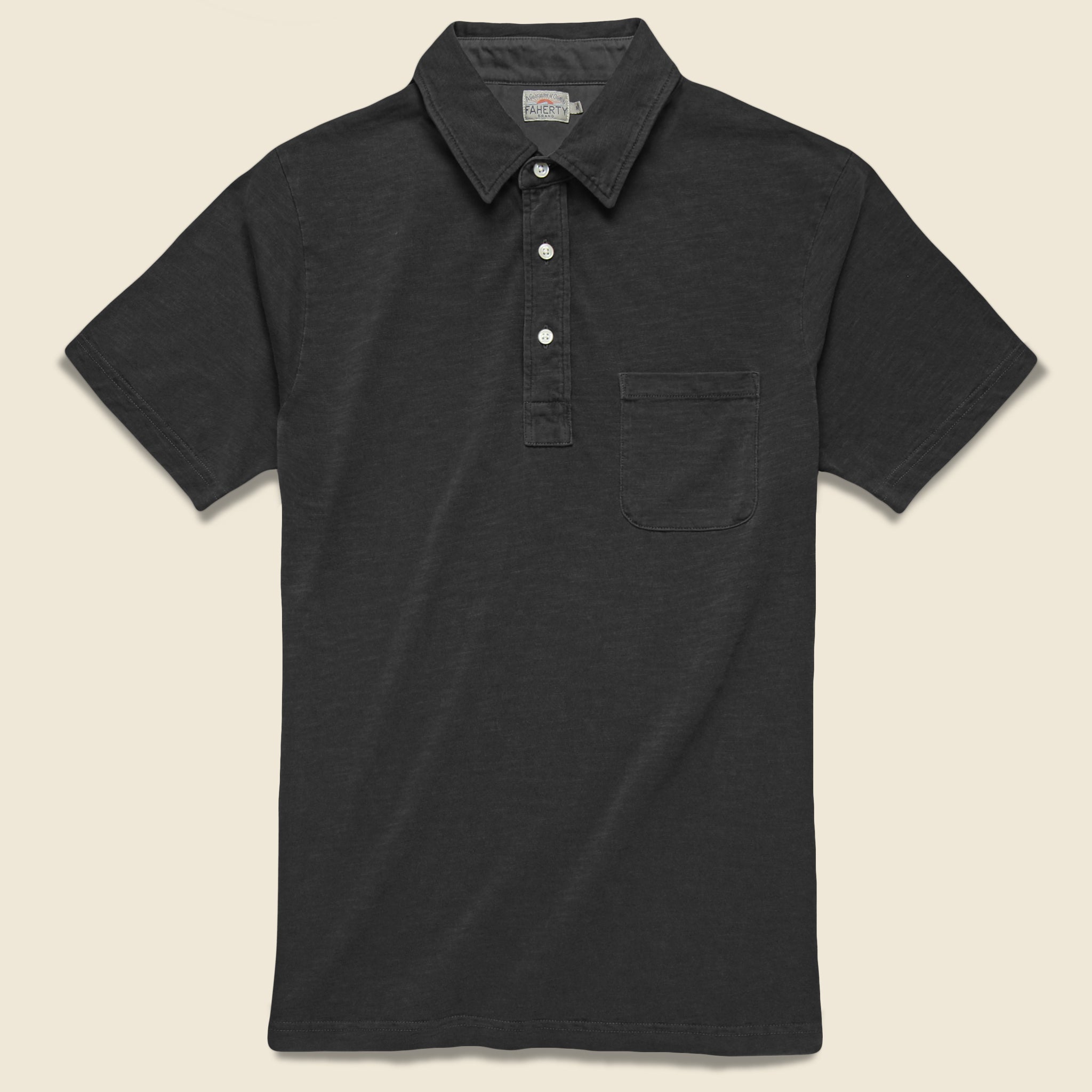 Garment Dyed Polo - Washed Black - Faherty - STAG Provisions - Tops - S/S Knit