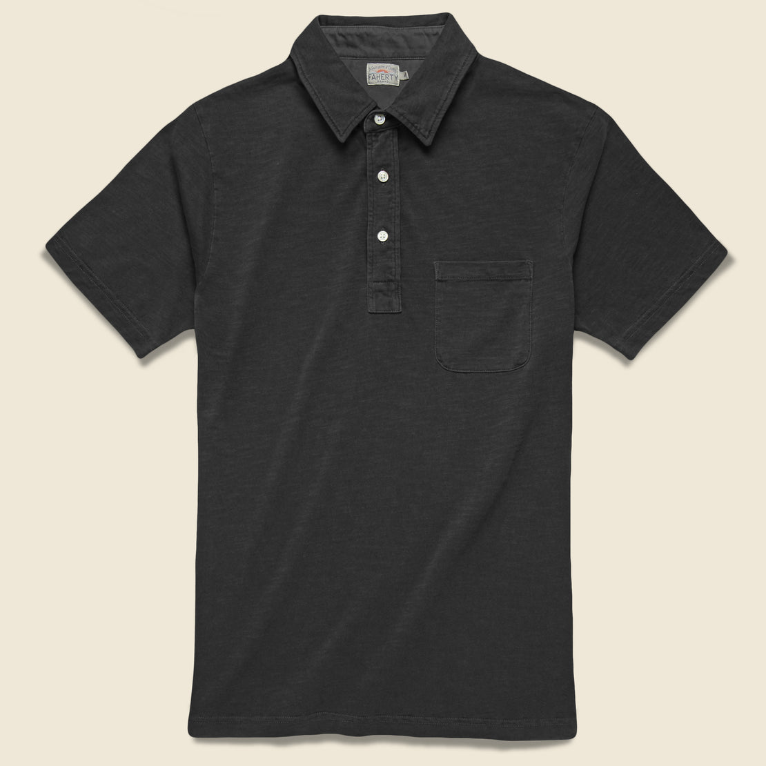 Faherty Garment Dyed Polo - Washed Black