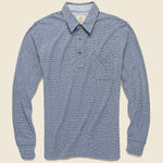Luxe Heather Polo - Navy Cream Stripe - Faherty - STAG Provisions - Tops - L/S Knit