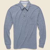 Luxe Heather Polo - Navy Cream Stripe - Faherty - STAG Provisions - Tops - L/S Knit