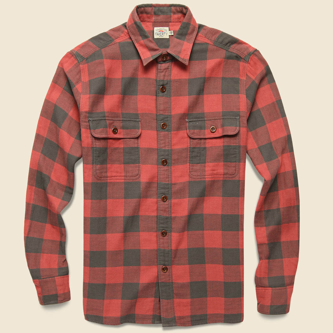 Faherty The Buffalo Workshirt - Vintage Red Charcoal
