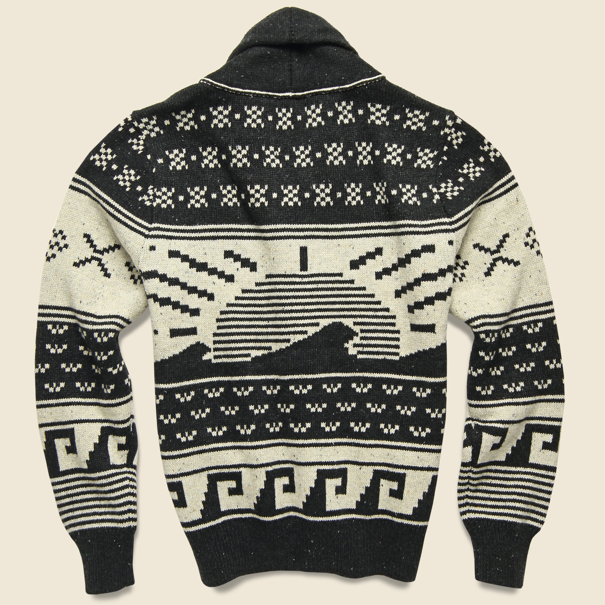 Eagle Intarsia Cardigan - Black/Natural - Faherty - STAG Provisions - Tops - Sweater